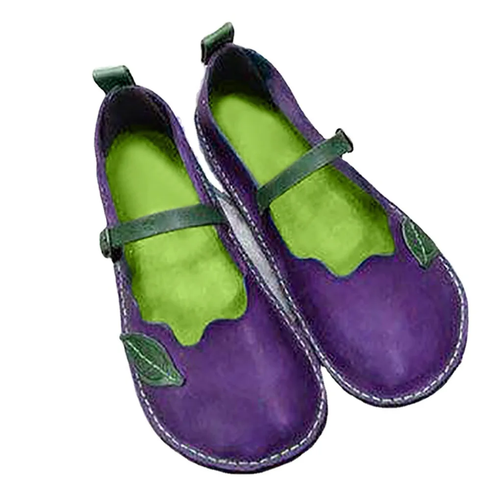 Женские тонкие туфли с резьбой Brock в стиле ретро из искусственной кожи на толстом плоском каблуке с круглым носком, средневековая обувь Мэри Джейн с акцентом в виде листьев - 4