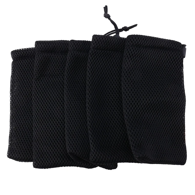 Сумка HAWEEL из 15 упаковок с нейлоновой сеткой на шнурке для хранения - универсальная сумка для активного отдыха 3,5 х 7,3 дюйма (черная) - 4