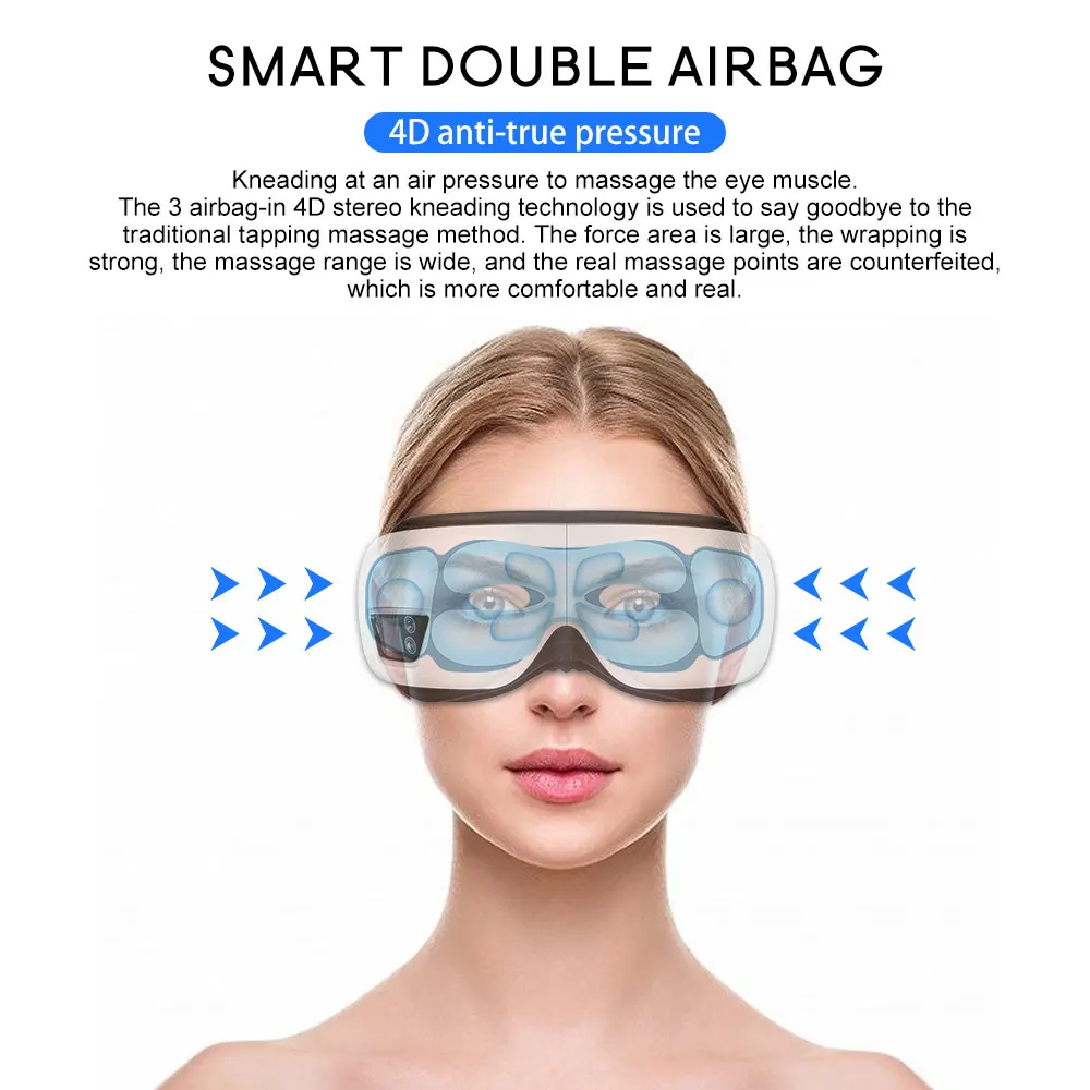 Массажер Для глаз 6D Smart Airbag Вибрация Инструмент Для Ухода За Глазами Нагревание Bluetooth Музыка Снимает Усталость И Темные Круги Маска Для Сна - 4