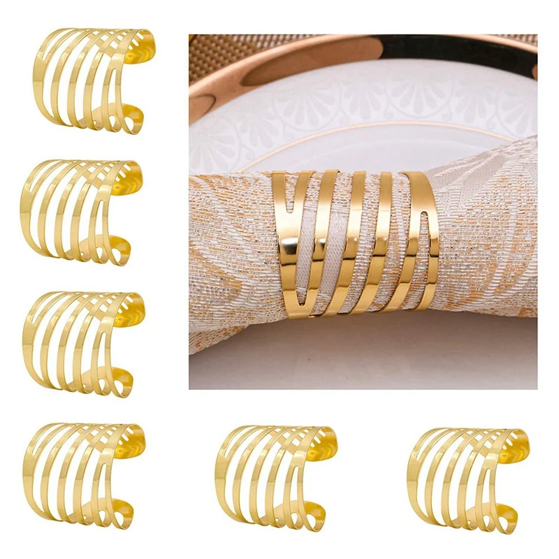 Набор золотых колец для салфеток из 30 полых колец-держателей для салфеток Для украшения свадебного Рождественского семейного стола - 4