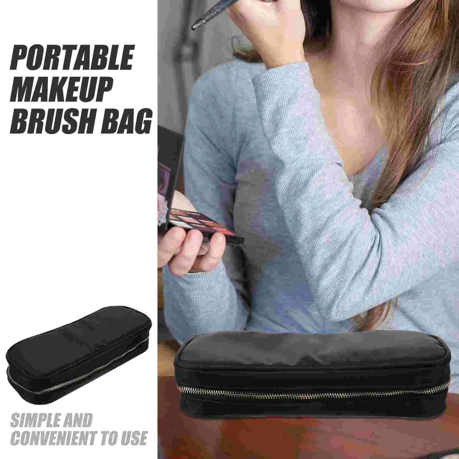 Портативная сумка для кистей для макияжа, дорожная сумка для кистей для макияжа, сумка для хранения кистей для макияжа на молнии - 4