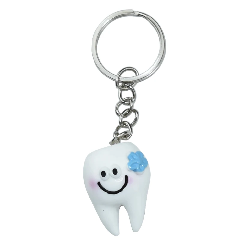 10 шт Милый брелок с имитацией мультяшных зубов, украшение для стоматолога, брелки для ключей из смолы, кольца для ключей в форме зуба, подарок стоматологической клиники - 4