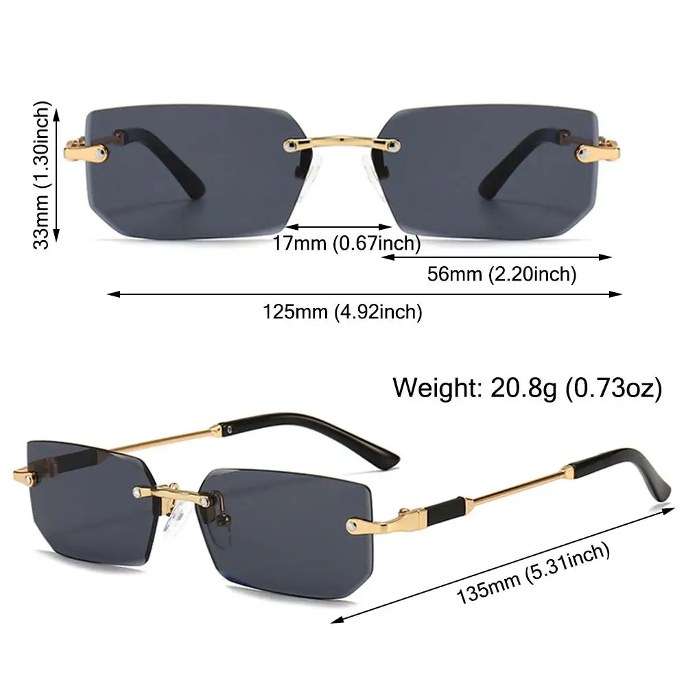 Прямоугольные Солнцезащитные Очки Y2K Без Оправы, Модные Очки UV400 Оттенков для Женщин и Мужчин - 4