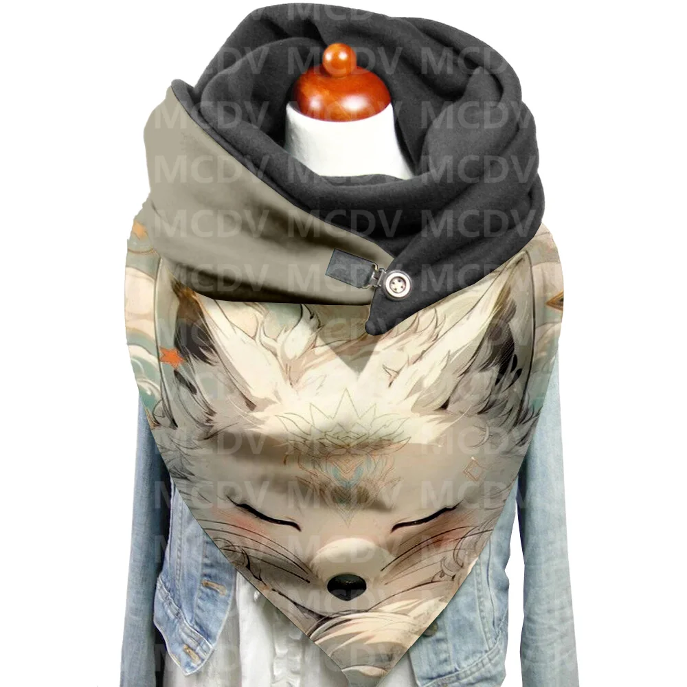Повседневный шарф и шаль с 3D принтом Лисы для женщин, теплый и удобный шарф - 4