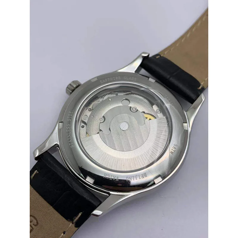 39 мм Классические Ретро Пекинские брендовые автоматические Механические водонепроницаемые сапфировые мужские часы из нержавеющей стали с календарем, роскошные часы - 4