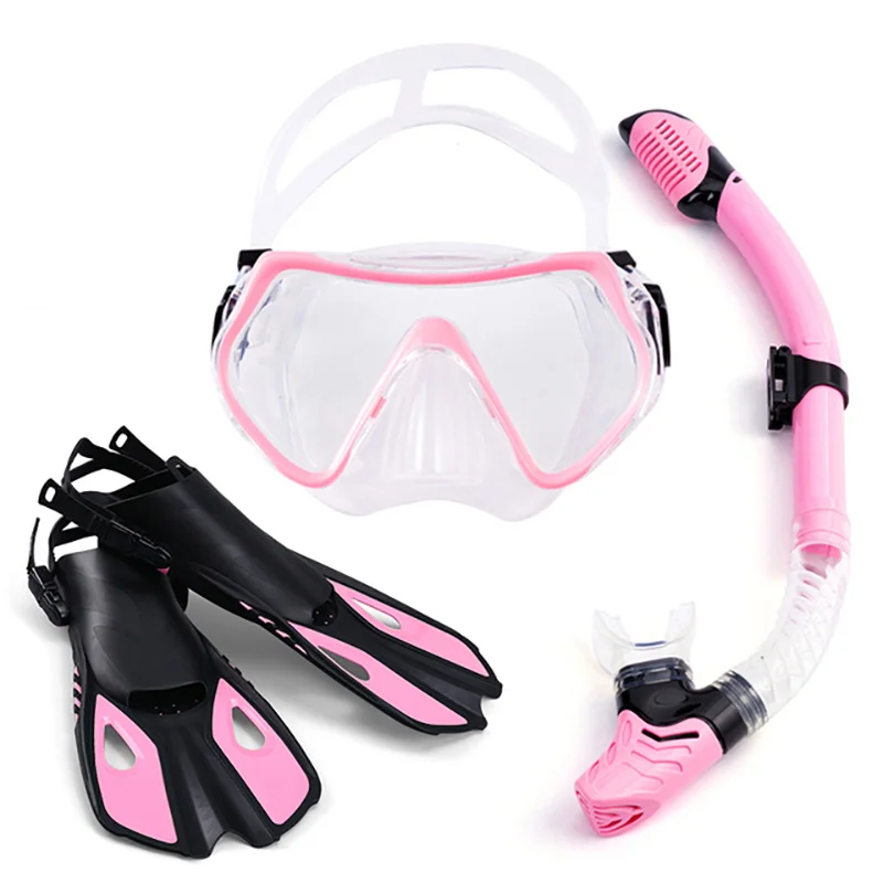 1+1+1 Профессиональная маска для подводного плавания Очки для подводного плавания HD Противотуманная маска для подводного плавания Ласты для подводного плавания с маской и трубкой - 4