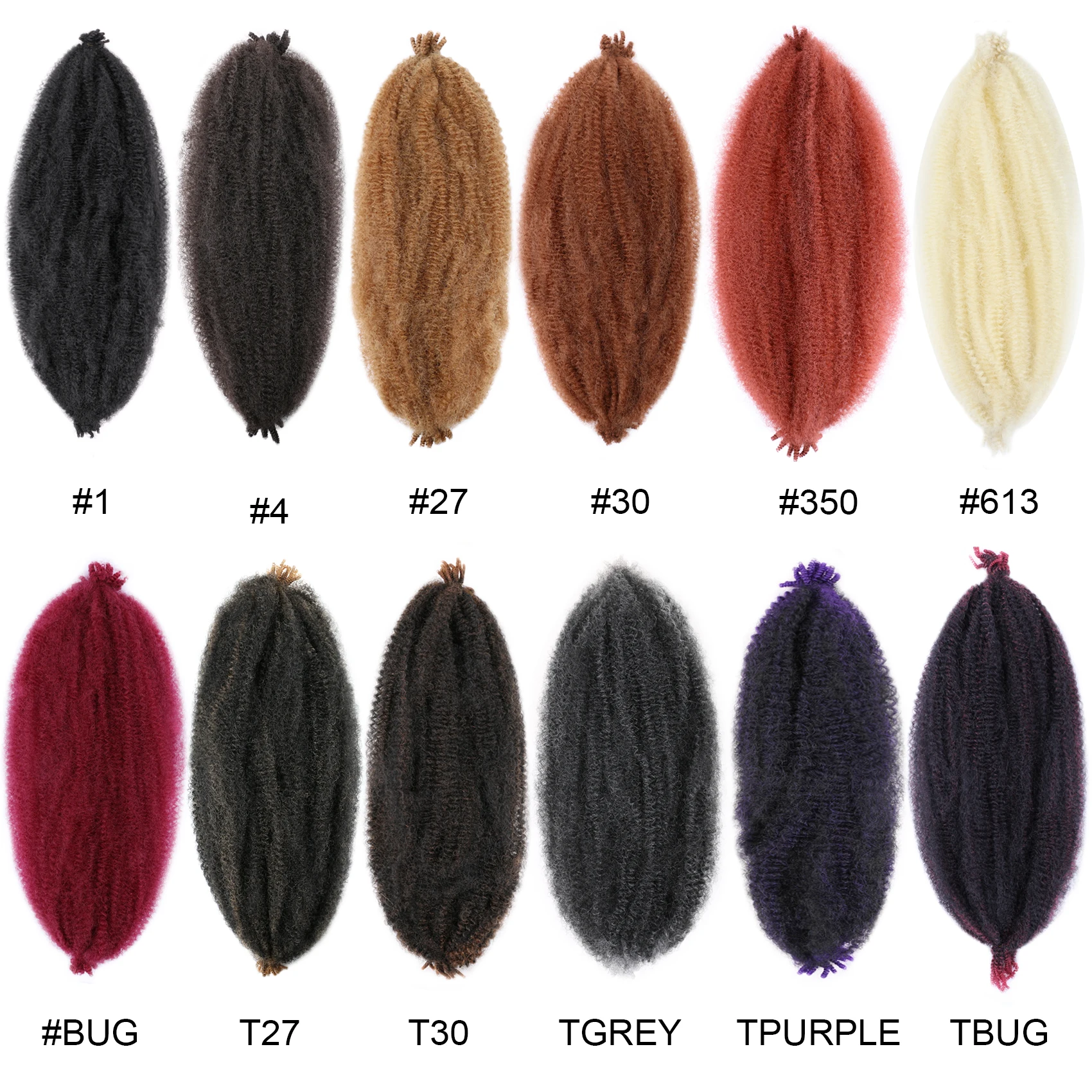 24-дюймовые пружинистые волосы Marley Afro Kinky Twist, предварительно распушенные волосы Spring Twist, синтетические вьющиеся наращивание волос для плетения косичек - 4