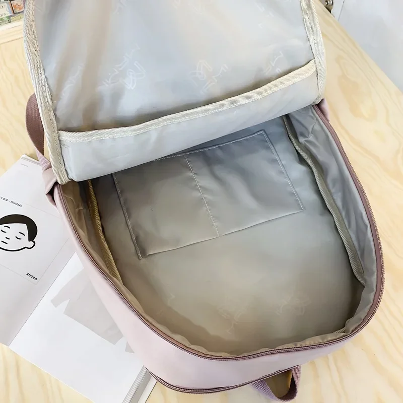 Lawaia Нейлоновый женский рюкзак для ноутбука, модный рюкзак через плечо, сумка на спине, однотонные рюкзаки в элегантном стиле для девочек, сумка для книг 2024 г. - 4