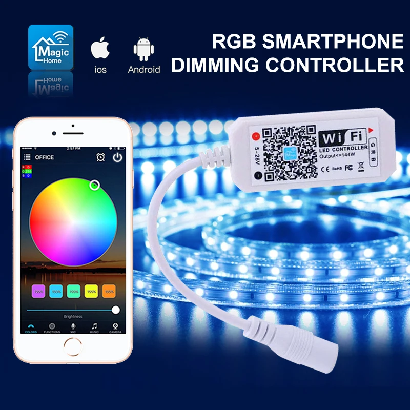 1 ~ 5ШТ Домашний мини-контроллер RGB RGBW WiFi DC5-24V для светодиодной ленты, функция синхронизации освещения панели, 16 миллионов цветов смартфона - 4
