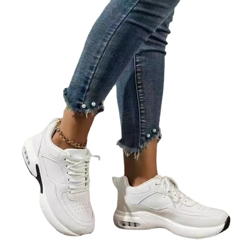 Женские модные массивные кроссовки, женская осенняя спортивная обувь на платформе 2023, женская вулканизированная обувь на шнуровке с толстой подошвой, большие размеры - 4