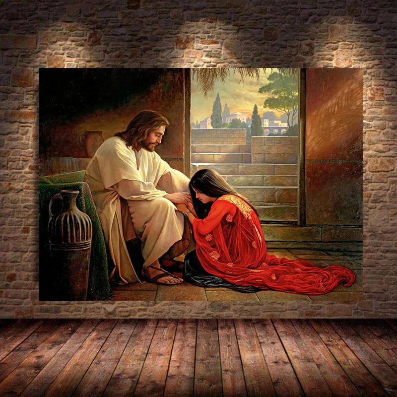 Иисус Христос, идущий по воде, картина на холсте, плакат и принты, настенные картины для гостиной, украшения дома, Cuadros - 4