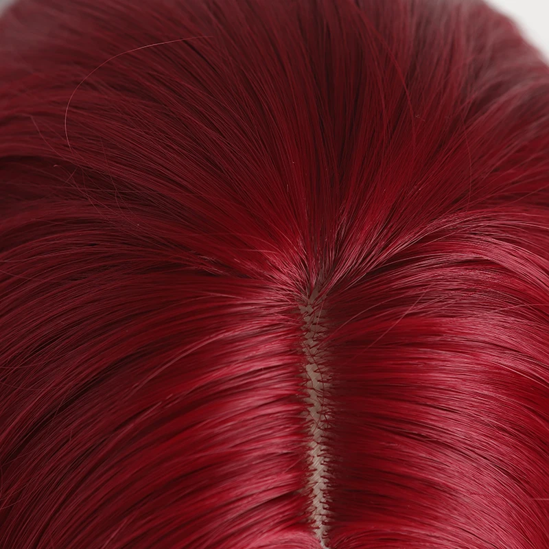 Модная повседневная повязка на голову с челкой из восьми символов, Розово-красный Натуральный пушистый парик из высокотемпературного шелка для женщин - 4