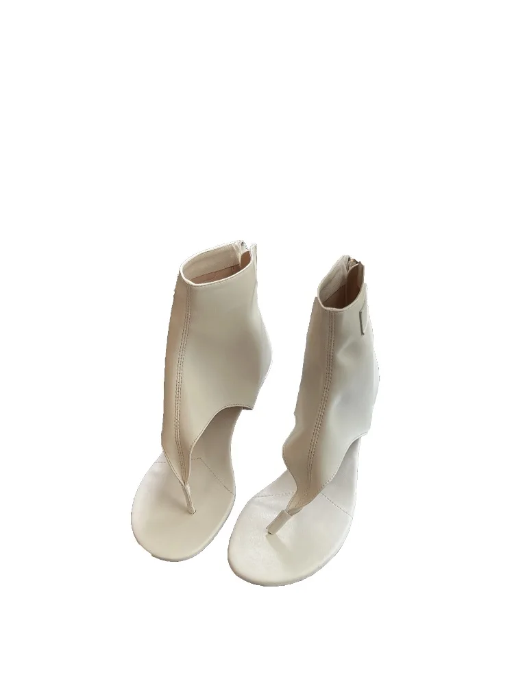 Eilyken Уличный стиль, босоножки с открытым носком на низком каблуке, женские дизайнерские ботинки на молнии, вечерние элегантные шлепанцы, обувь - 4