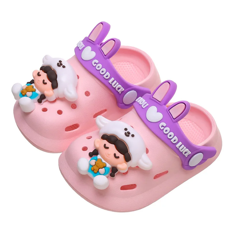 Детские тапочки для летних девочек, милые противоскользящие тапочки с мягкой подошвой для детей 1-3 лет, детские ботинки Baotou hole 2 для мальчиков - 4