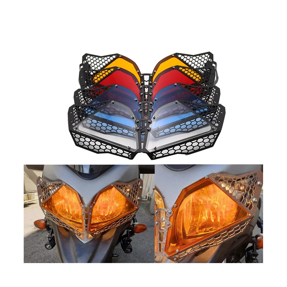 Подходит для мотоцикла DL650 12-16 с ЧПУ Модифицированная решетка радиатора, крышка фары, накладка оранжевого цвета - 4