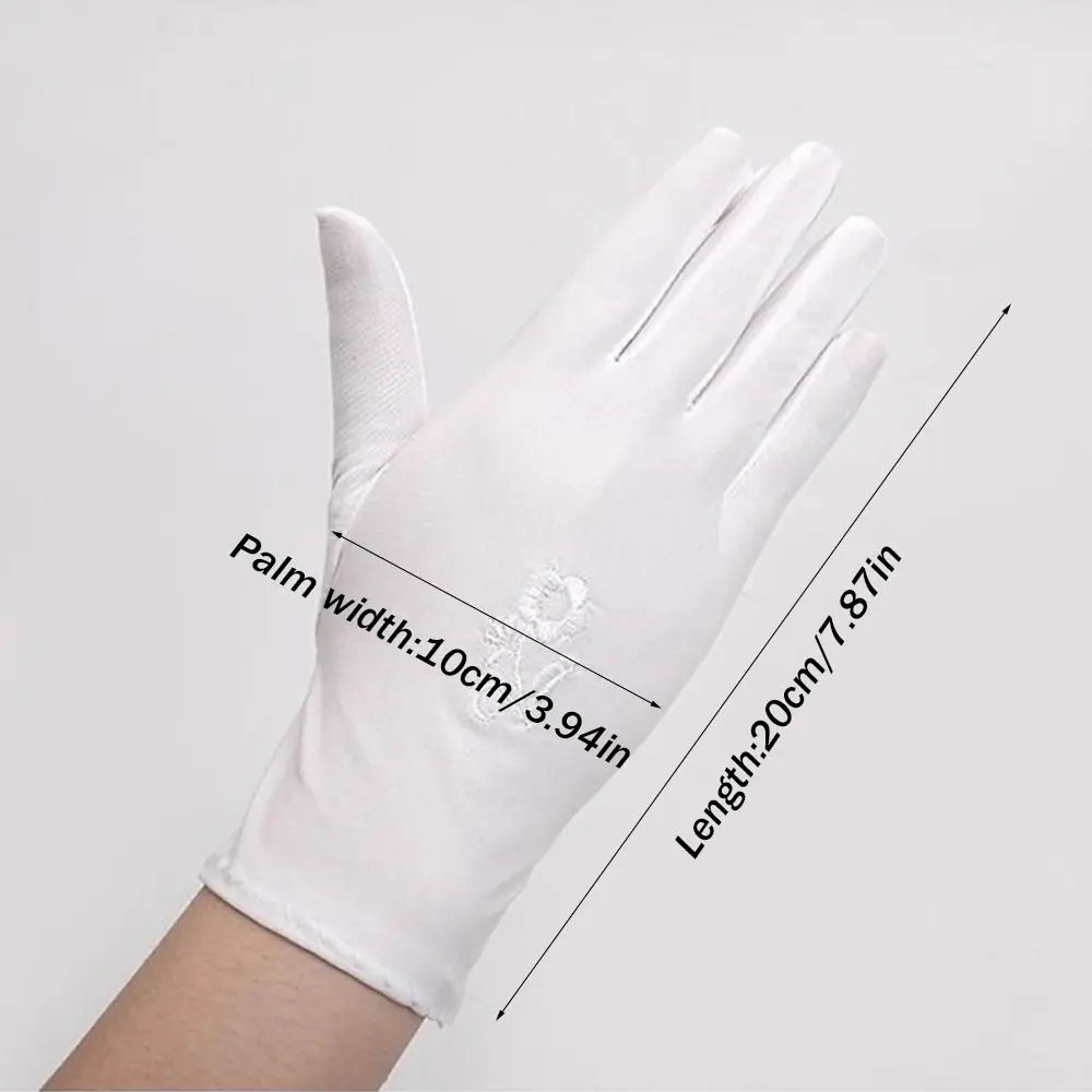 1 пара женских эластичных вышитых тонких солнцезащитных перчаток Солнцезащитные варежки Водительские перчатки Летние варежки - 5