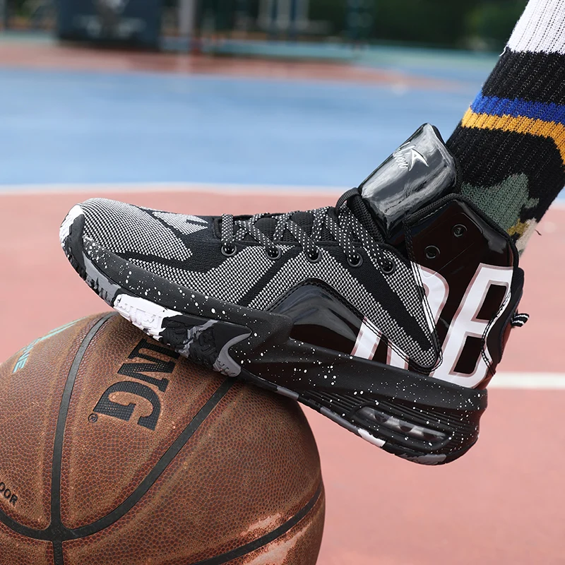 Модные высококачественные мужские баскетбольные кроссовки для тренировок в тренажерном зале, мужские кроссовки с высоким берцем на воздушной подушке. - 5