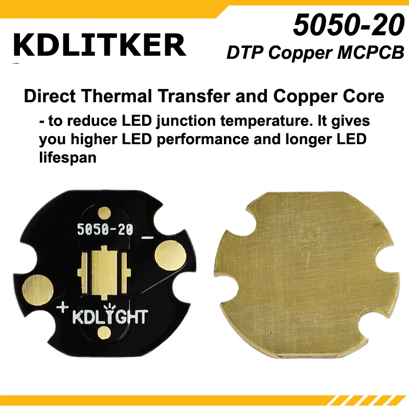 KDLITKER 5050-16 / 5050-20 DTP Медный MCPCB для светодиодов Cree серии XM / XHP50 / 5050 (5 шт.) - 5