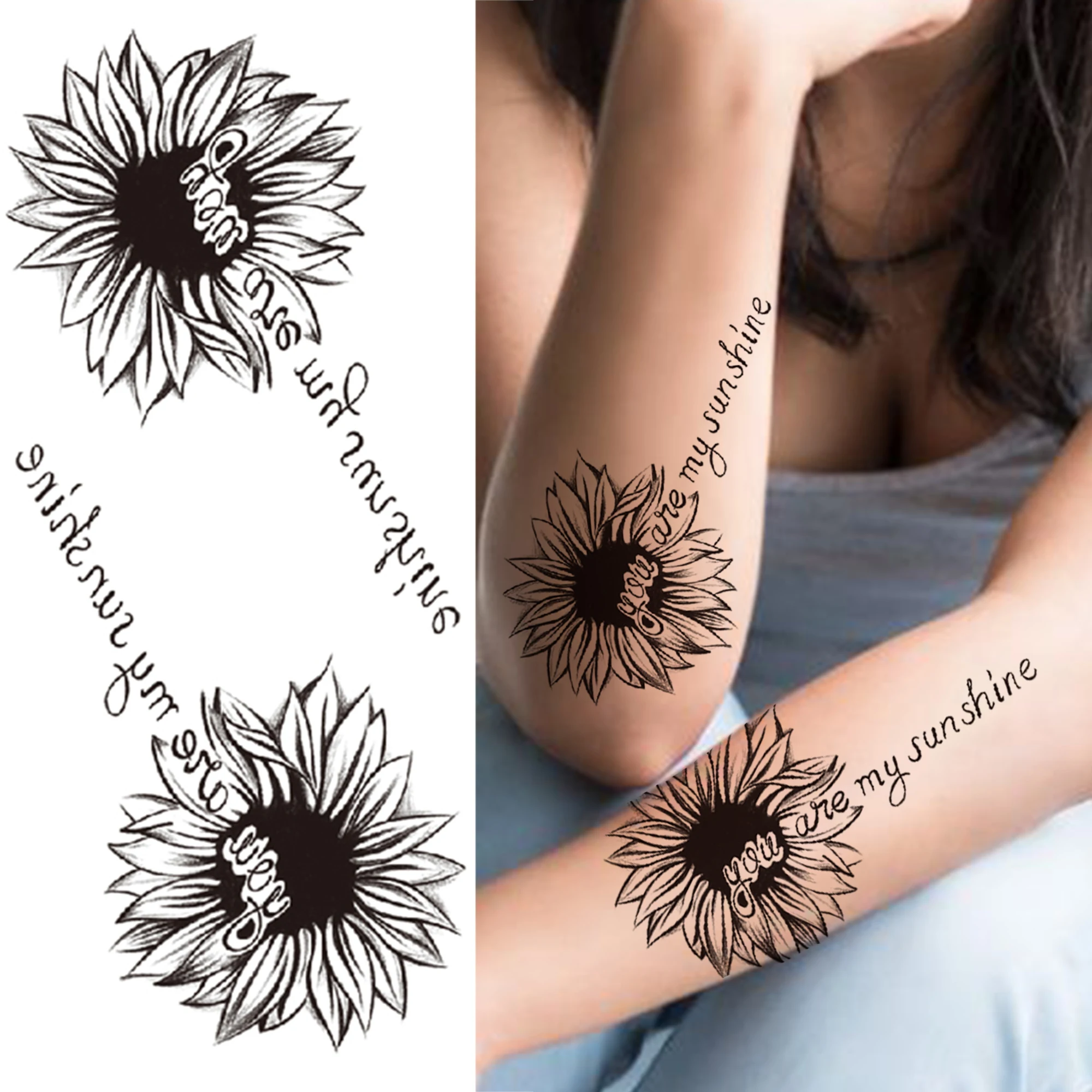 Временные татуировки с акварельным Лотосом Для женщин, мужчин, Ловец снов, Бабочка, поддельная татуировка, Наклейка с цветком Розы, татуировки на предплечье, груди - 5