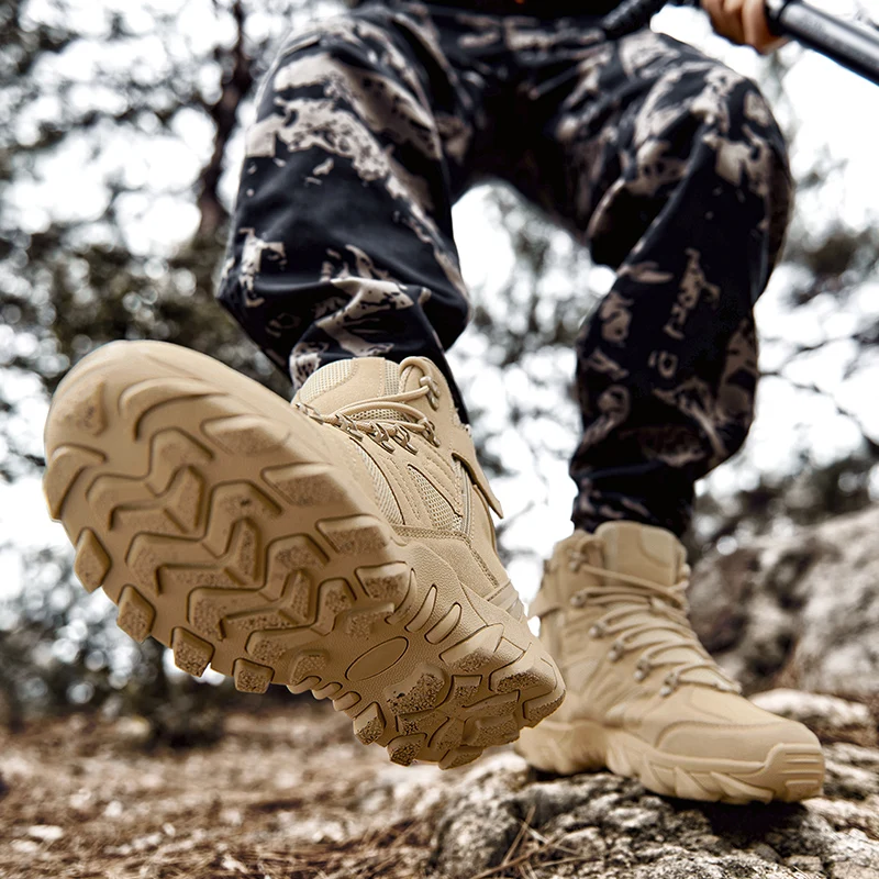 Тактические Военные Ботинки Мужские Высококачественные Боевые Ботинки Мужские 2023 Уличные Мужские Тактические Ботинки Противоскользящие Мотоциклетные Ботинки Защитная Обувь - 5