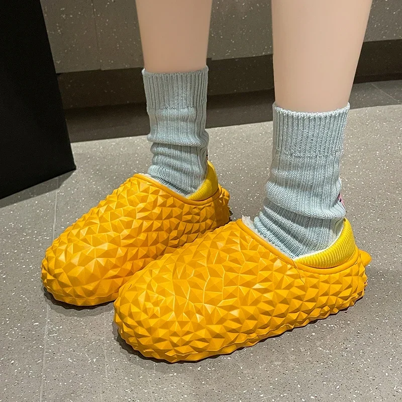 Новые зимние женские тапочки с бархатом для сохранения тепла, хлопчатобумажные тапочки Durian, милая повседневная модная верхняя одежда, теплая хлопчатобумажная обувь - 5