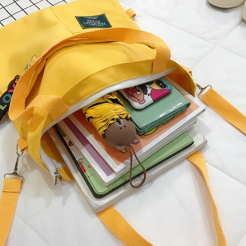 Холщовые сумки через плечо молодежные сумки для покупок Школьные сумки для студенток Повседневные женские сумки-тоут Женская сумка-мессенджер - 5