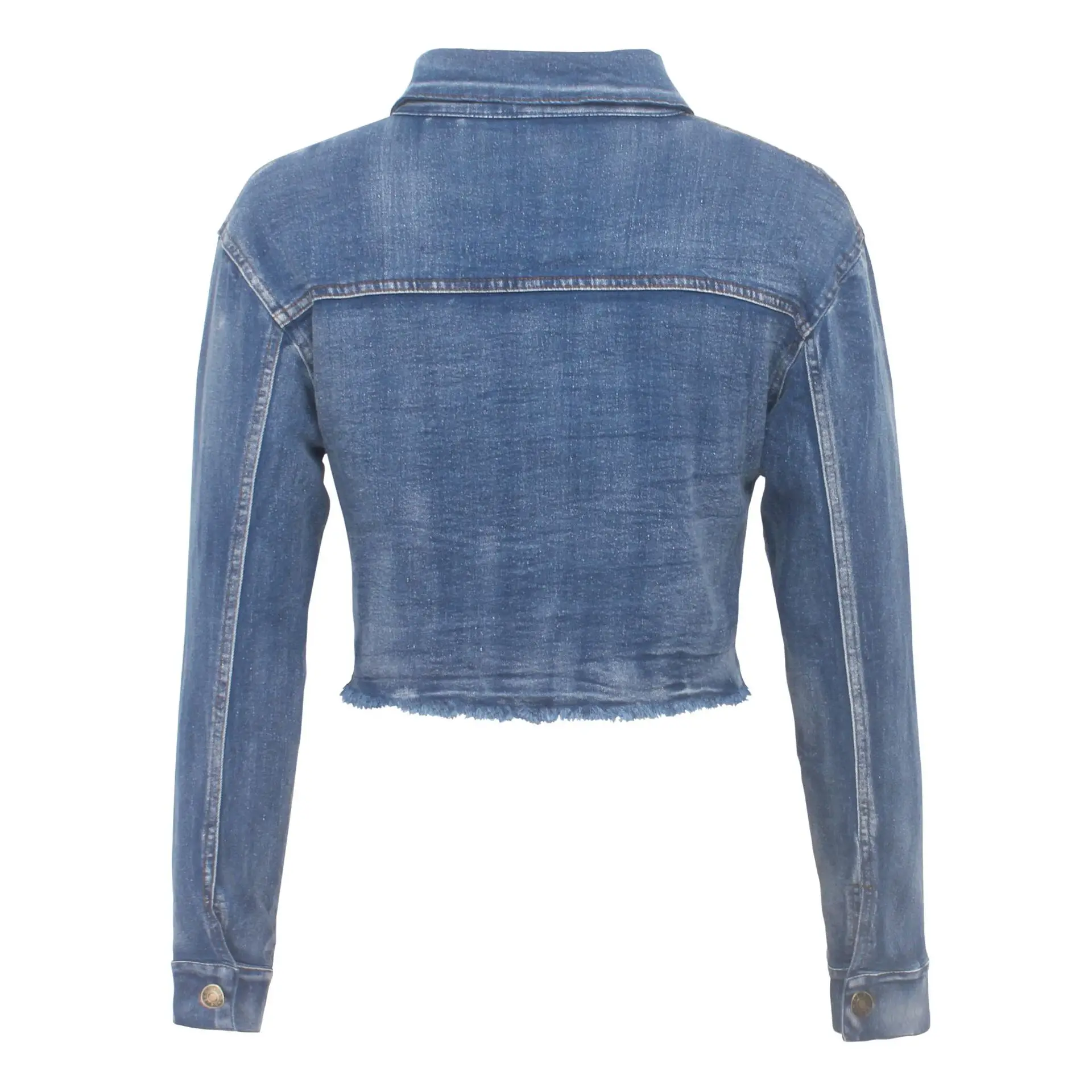 Сексуальный джинсовый Короткий Топ, джинсовая куртка 2020, Женское Модное Пальто - 5