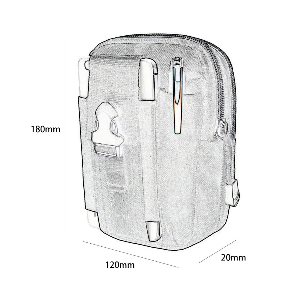 Универсальная уличная тактическая военная сумка на поясном ремне, кошелек на молнии, Многофункциональная сумка для телефона, сумка для мужчин - 5
