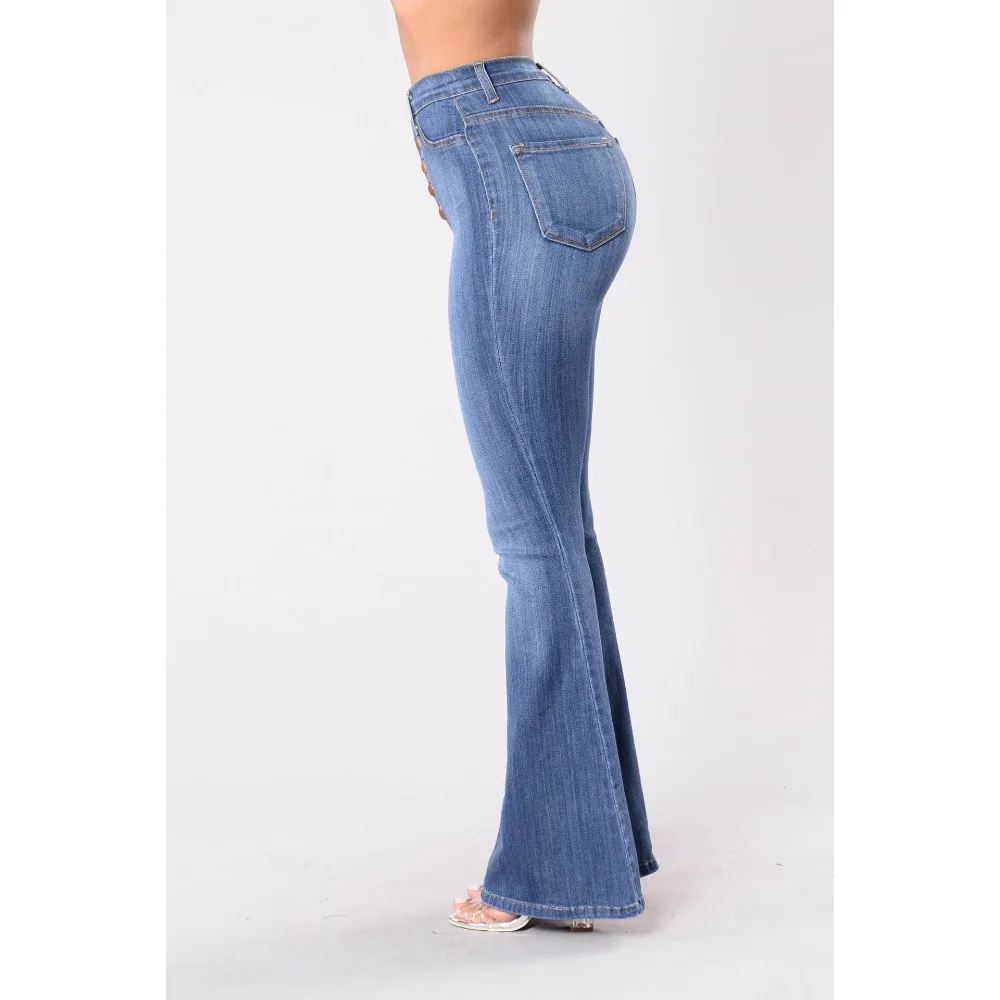 Женские джинсовые брюки, женские тонкие брюки с высокой талией, расклешенные от бедер джинсы, женские джинсовые брюки с высокой талией, женские синие джинсы Calca Jeans - 5