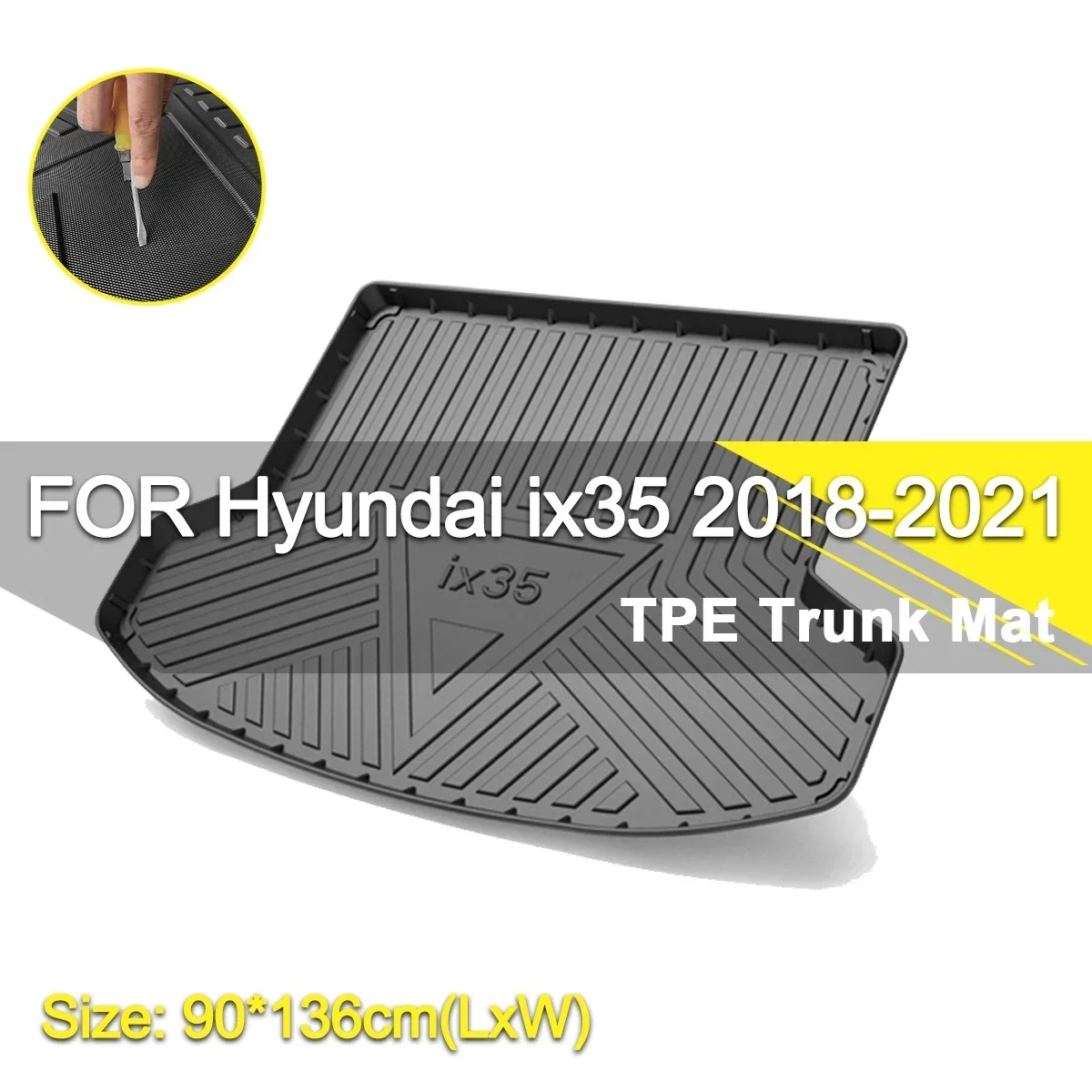 Коврик Для Задней Крышки Багажника Автомобиля Резиновый TPE Водонепроницаемый Нескользящий Грузовой Лайнер Аксессуары Для Hyundai ix35 2018-2021 - 5