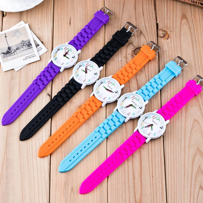 Модные цветные цифровые часы с карандашной указкой Для женщин, девочек, мальчиков, детских часов, силиконовой ленты, кварцевых наручных часов Reloj Mujer - 5