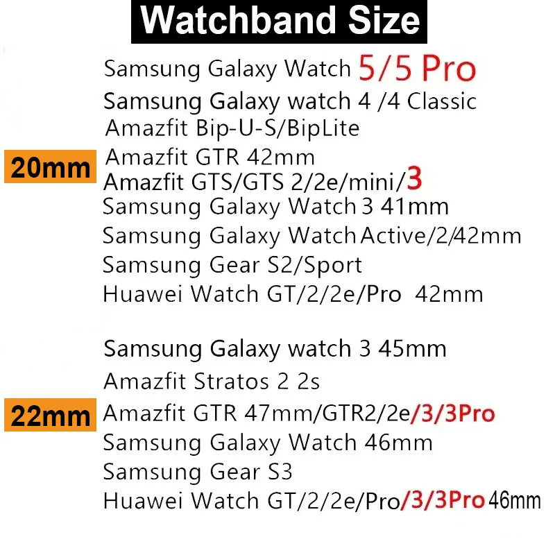 20 мм/22 мм Ремешок Для Amazfit GTS/GTR/Bip-U-S/stratos 2 3 Силиконовый Спортивный браслет Для Samsung Galaxy Watch4/5/5pro HuaWei Watch GT - 5