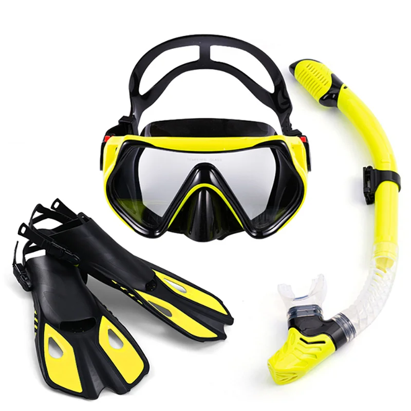 1+1+1 Профессиональная маска для подводного плавания Очки для подводного плавания HD Противотуманная маска для подводного плавания Ласты для подводного плавания с маской и трубкой - 5
