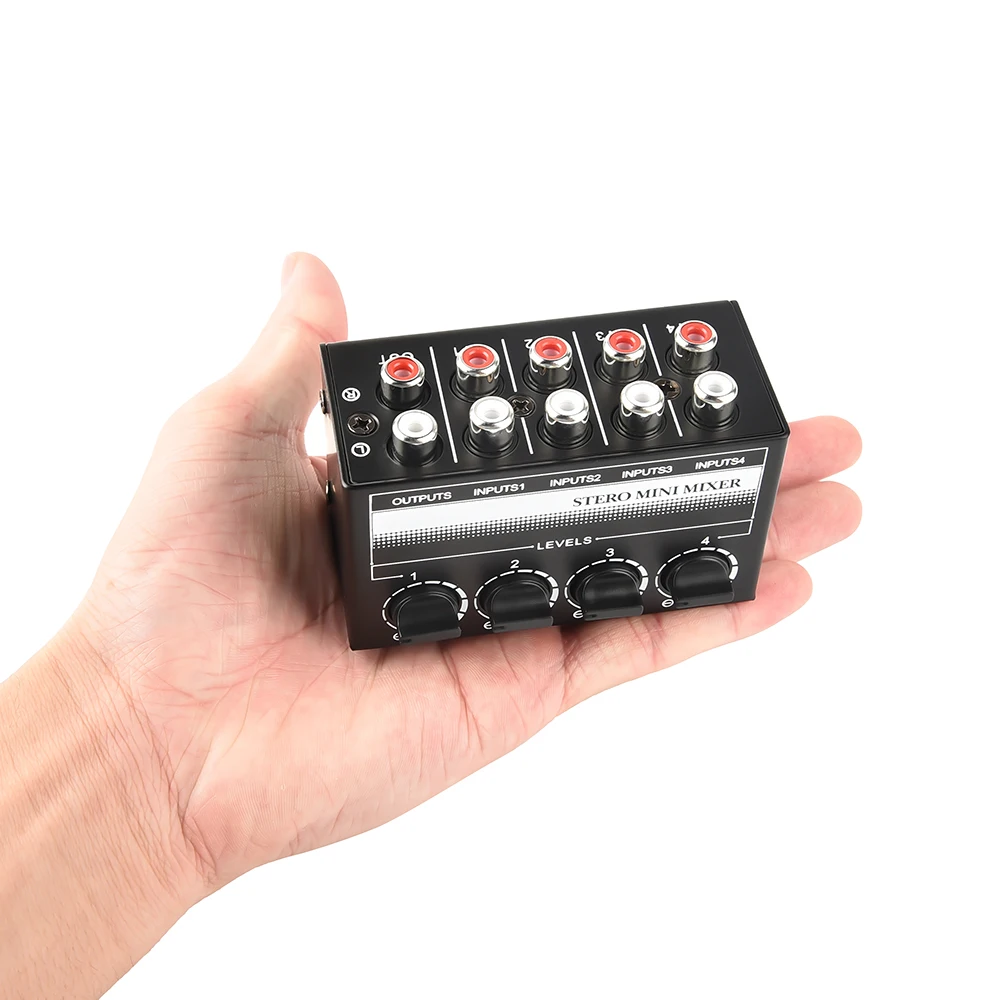 Аудиомикшер CX400 4-канальный пассивный микшер Портативный профессиональный стереомикшер для студии звукозаписи Мини-стереомикшер - 5