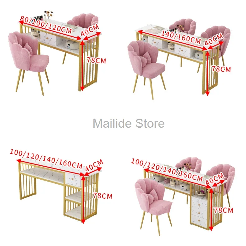 Стол для маникюра в скандинавском стиле и набор стульев Салонная мебель Современный минималистичный Одноместный Двухместный маникюрный стол Профессиональный маникюрный стол U - 5
