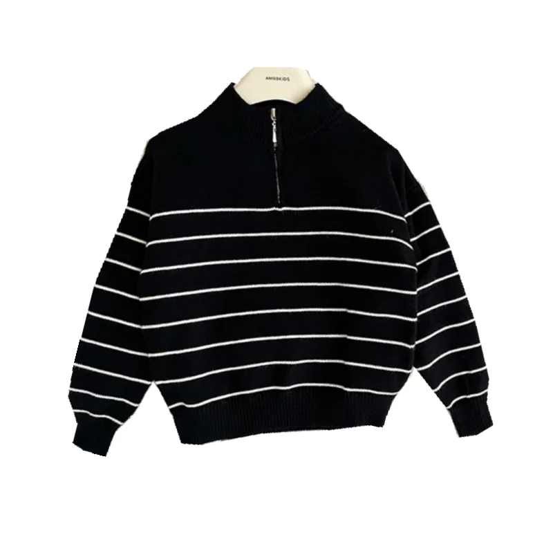 Шерстяной свитер для мальчиков, вязаный крючком, хлопковая ветровка 2023, осенне-зимний пуловер, верхняя одежда, детская одежда, утепленный трикотаж - 5