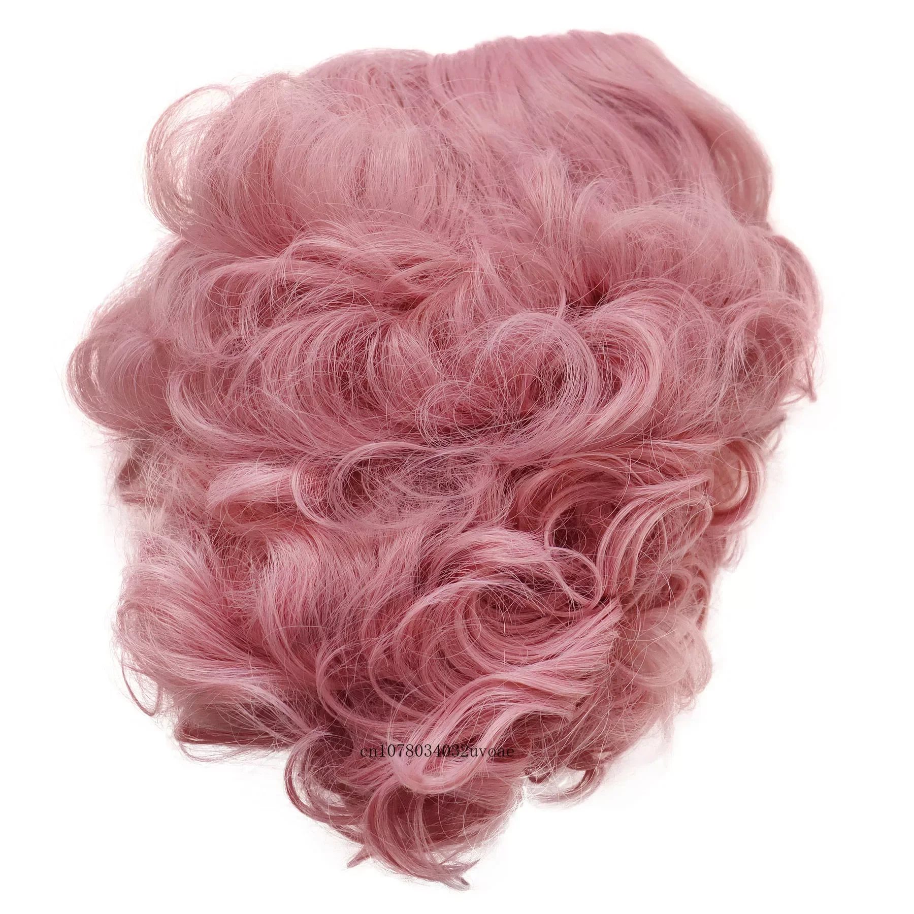 Синтетические розовые парики для косплея для женщин, короткие вьющиеся волосы, парик с боковой челкой, цветные пушистые локоны, парики для костюмов на Хэллоуин для девочек - 5
