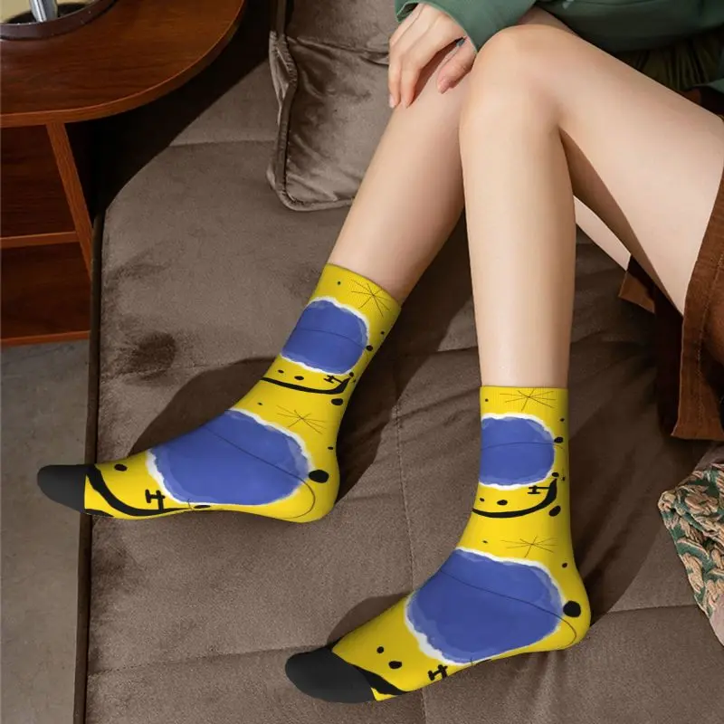 Забавные носки The Gold Of The Azure Женские мужские Теплые спортивные футбольные носки с 3D принтом Joan Miro в стиле абстрактного искусства - 5