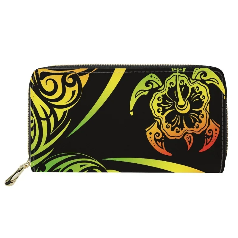Модные женские кошельки с принтом Полинезии 2023 года, кожаные женские держатели кредитных карт, клатч на молнии, сумка для рук, кошелек - 5